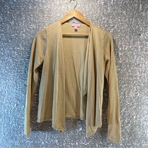 LILLY PULITZER Women's Open Front Viscose Blend Cardigan Size XS Brown Metallic